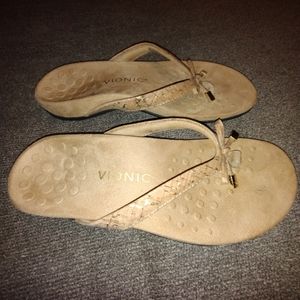 Vionic Bella II Gold Cork Sandals sz 7.5